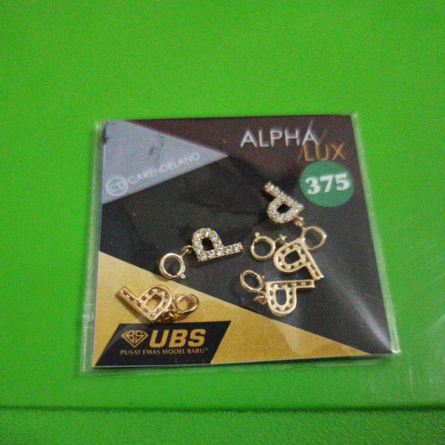 Charm alpha lux kadar 375 huruf 'P' (bisa utk liontin)