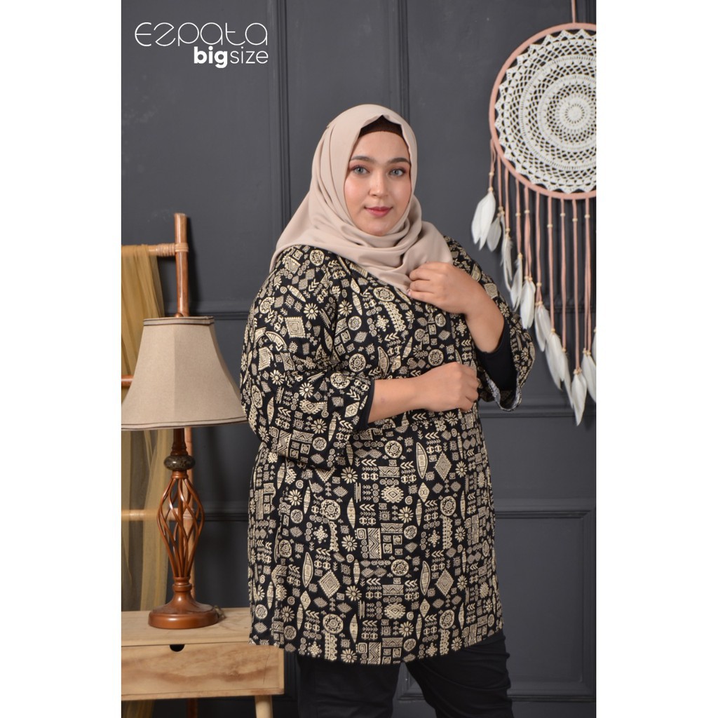 Ezpata Atasan Wanita Bigsiza Jumbo Katun Rayon Motif Etnik Terbaru