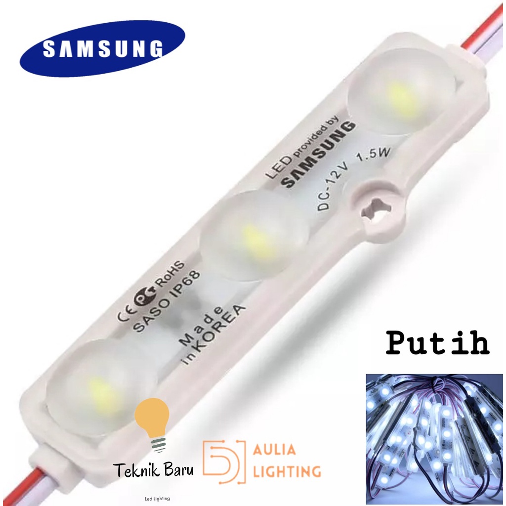 Lampu LED Strip Modul Samsung 6618 Saso 5054 Lensa 6516 12V 1.5w IP68 Reklame Facia Huruf Strip 3 Mata Putih Kuning 6617 5054