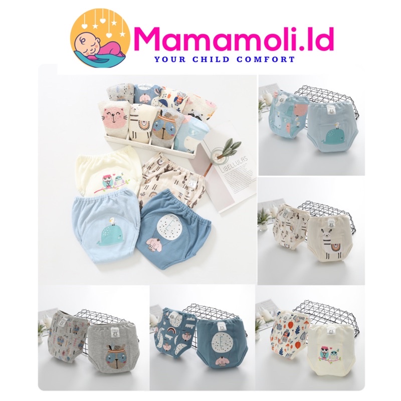 Celana Dalam Tatur Popok / Cloth Diaper Diapers Clodi Training Pants Pipis Bayi Anak Baby 6 layers / Celana Dalam Popok Latihan Pipis toilet Training Pants Cloth Diaper Cover Clodi Bayi Baby Anak / Celana Dalam Toilet Training Pants