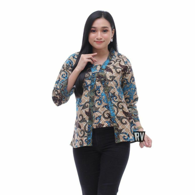 Baju Batik Wanita Atasan Blus Pekalongan Murah Terbaru Modern Seragam Resepsi Kantor Kerja / 5-rv10