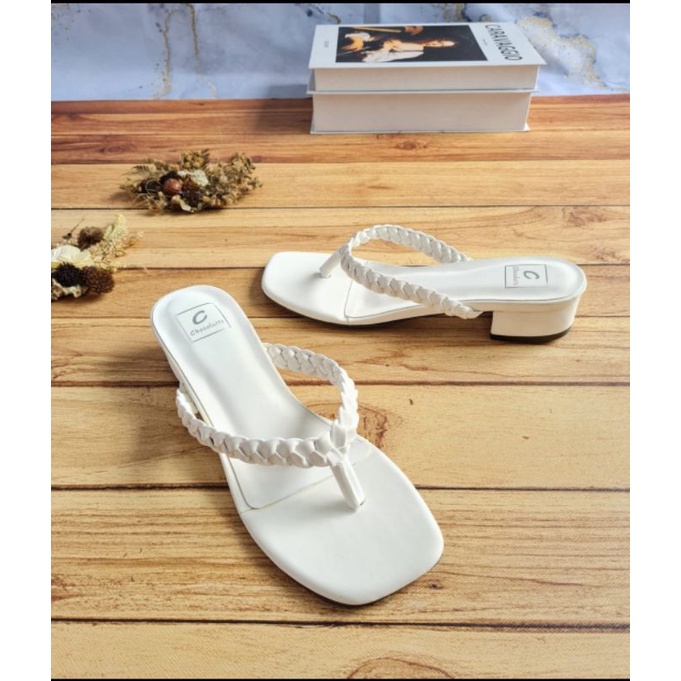 ABBUSHOES YF 16 hak tahu jepit kepang wanita 3cm