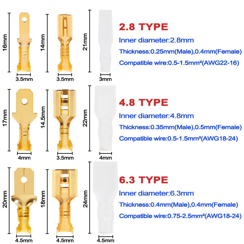 Cable Lug Skun Kabel Terminal Aki Female Male Karet Universal 315 Pcs