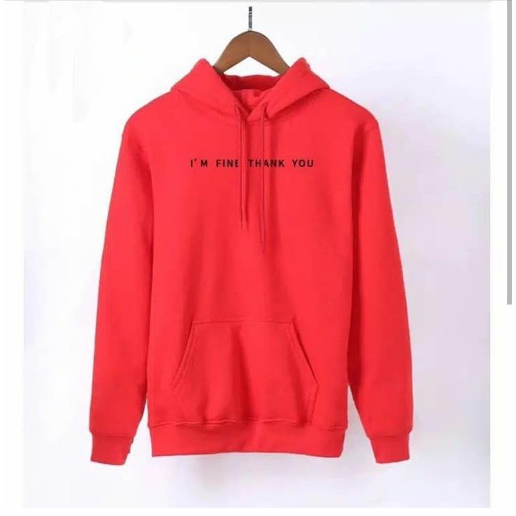 Sweater Hoodie Wanita I'M FINE THANK YOU-Merah