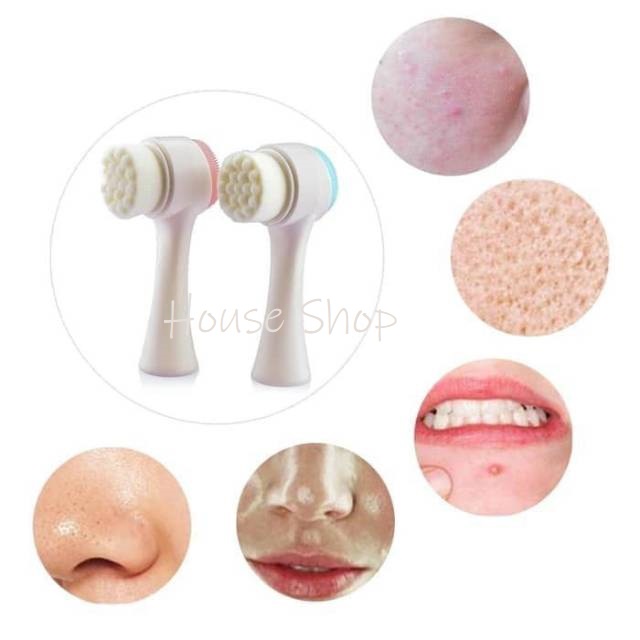 HS-0090 Silikon Lembut Pembersih Wajah 2 Sisi - Alat Pembersih Pemijat Muka Silicone Halus