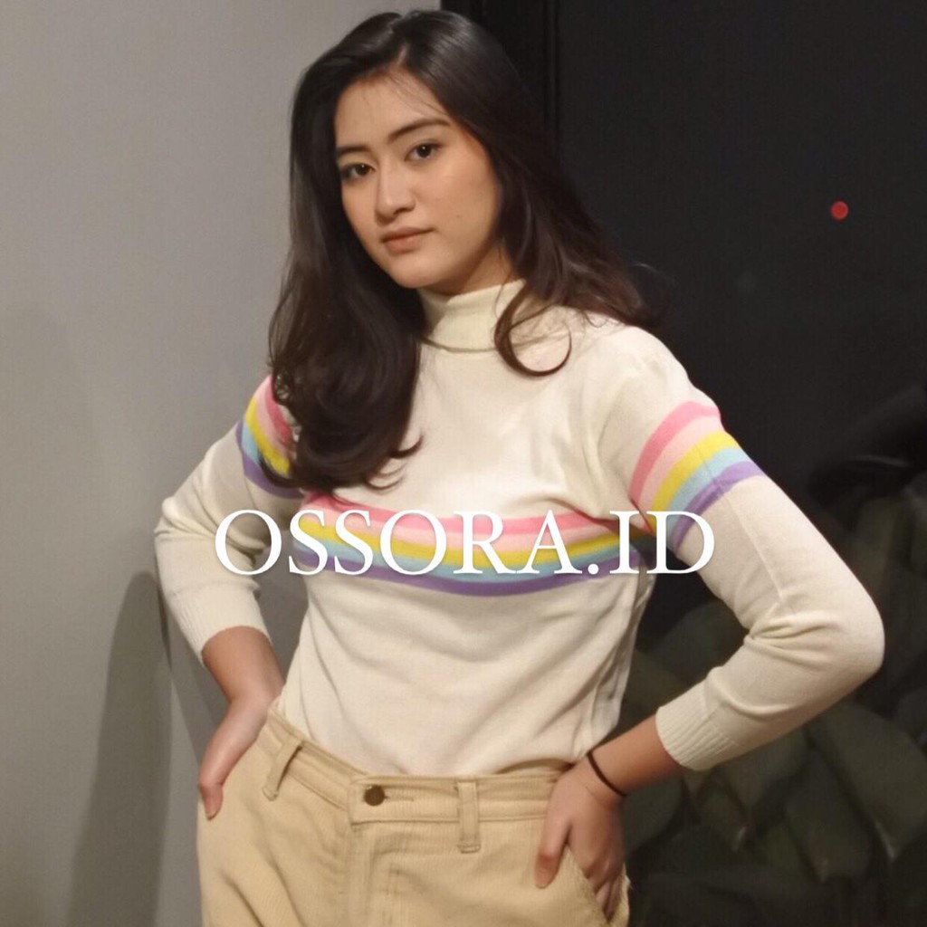 SWEATER WANITA RAJUT // BAJU WANITA sweater rajut pelangi