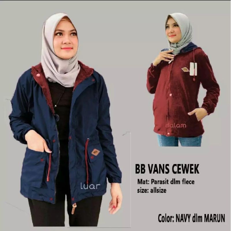 Jaket Parka Parasut Murah / Jaket Bolak Balik Wanita / Jaket Wanita Size M-L-XL