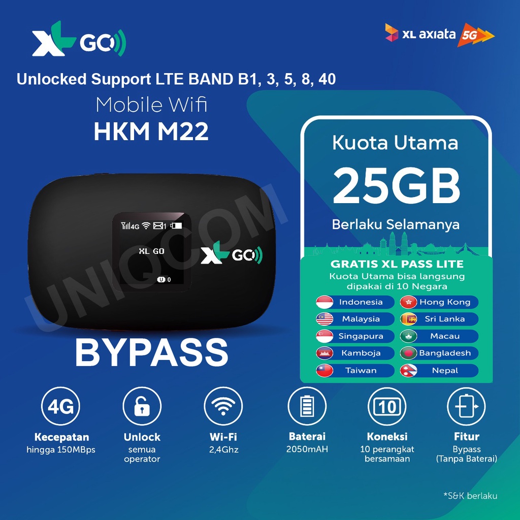 Modem Wifi 4G XL Go HKM M21 M22 Free XL GO IZI 25GB Unlocked Resmi