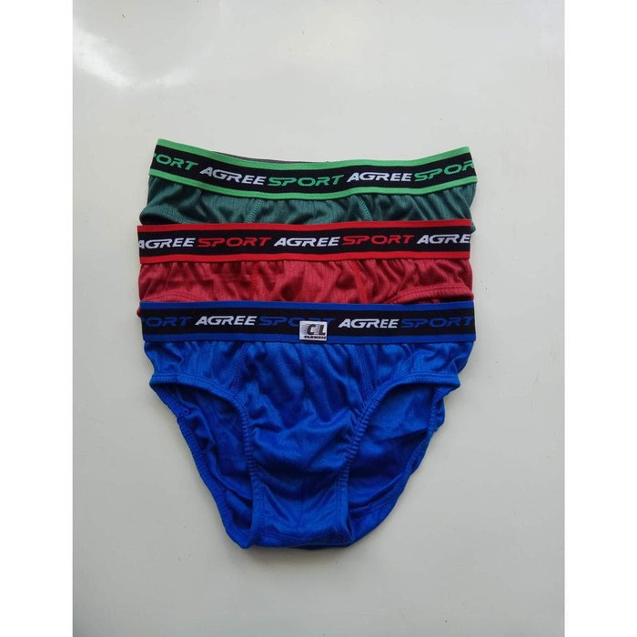 1 Box 3 Pcs Celana Dalam Agree Sport 2308 - CD Pria Dewasa - Karet Boxer - Kotak Biru