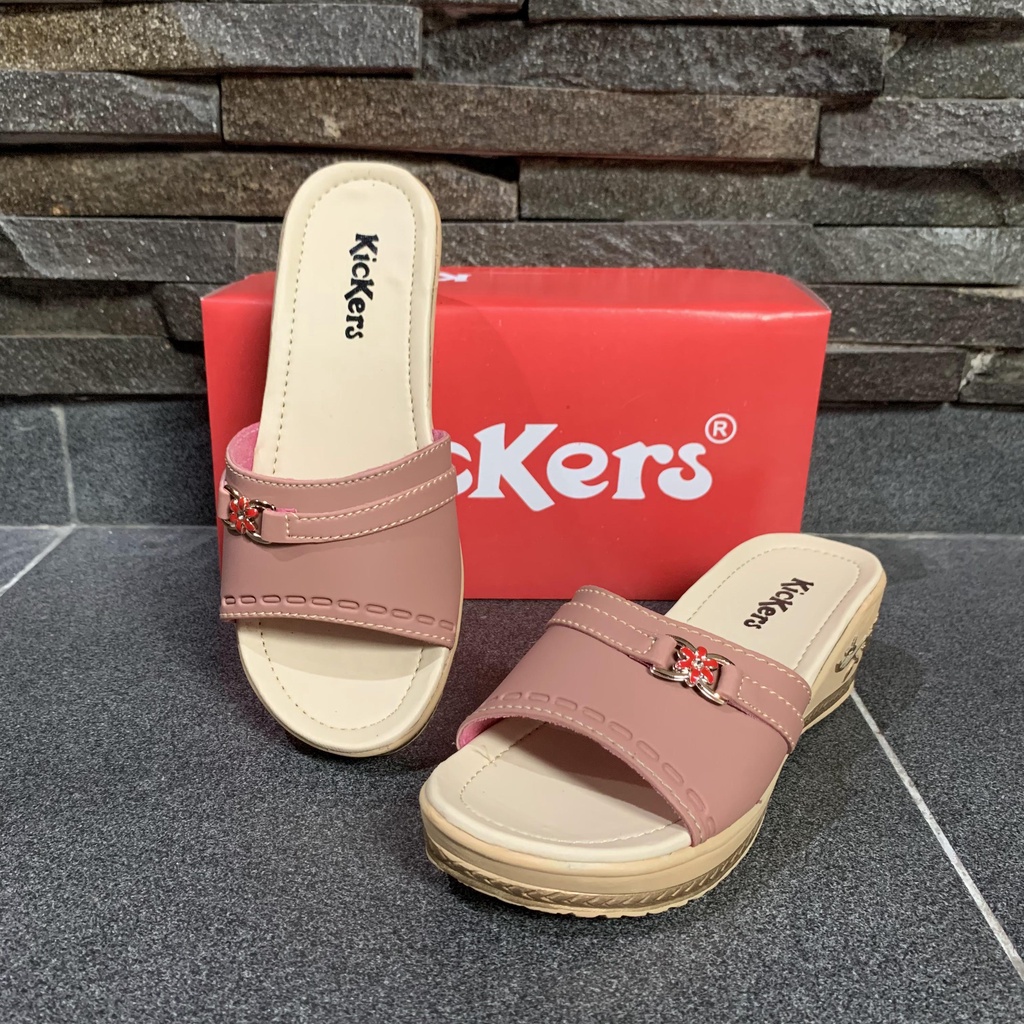 SANDAL WEDGES SELOP WANITA HAK 5CM SLOP BUNGA PESTA FORMAL MAL KAMPUS TERBARU WEDGES LESTARI 1-LESTARI SALEM