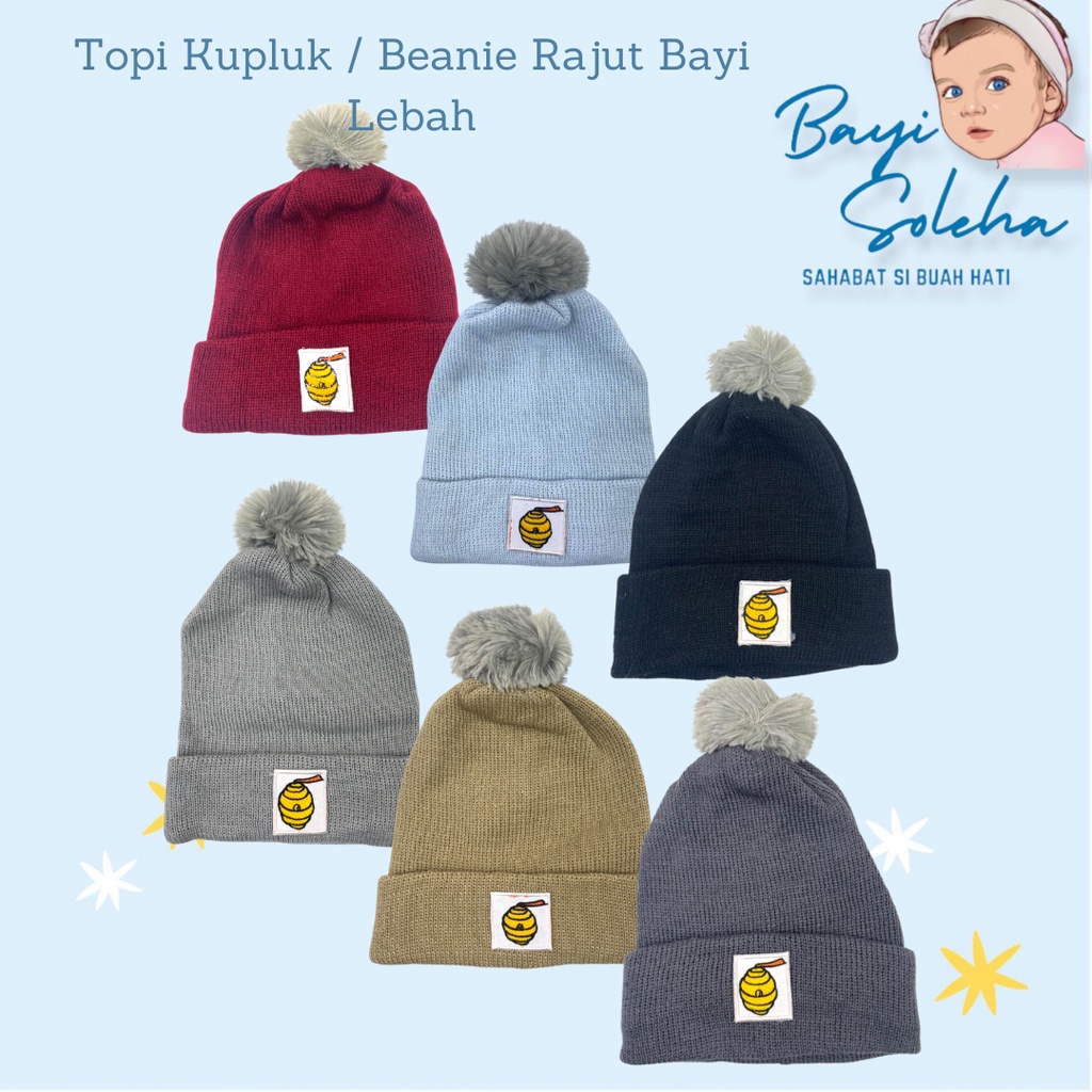 Topi Kupluk / Beanie Hat Rajut Bayi Lebah