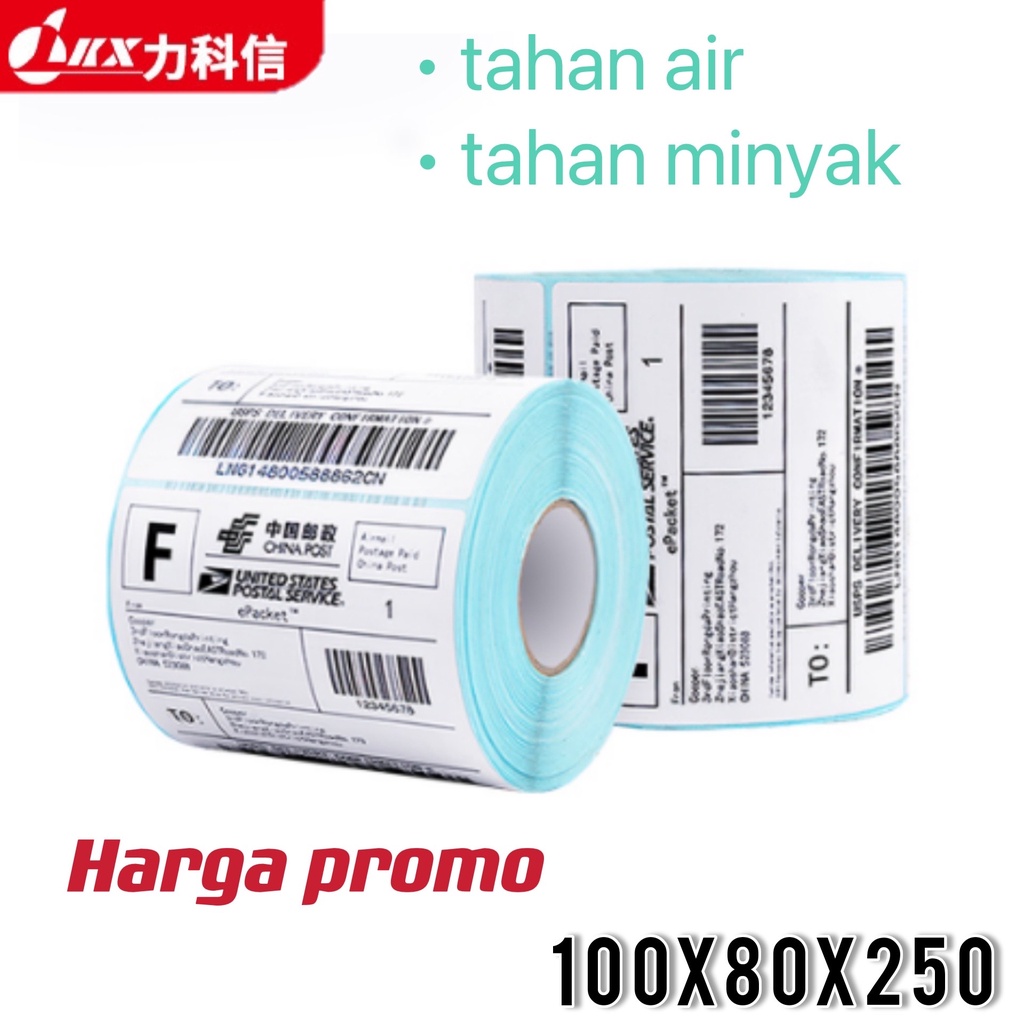 Kertas Resi Label Thermal Barcode Roll  100x80mm isi 500 Pcs