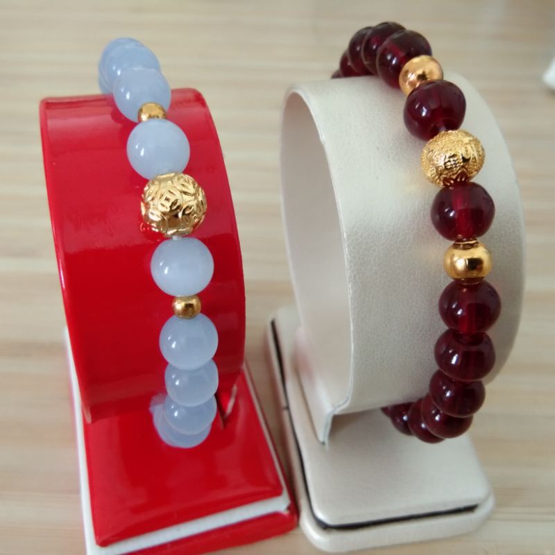 18k..Gelang Batu Cat Eye Variasi Bola Mas (BCEB 08)