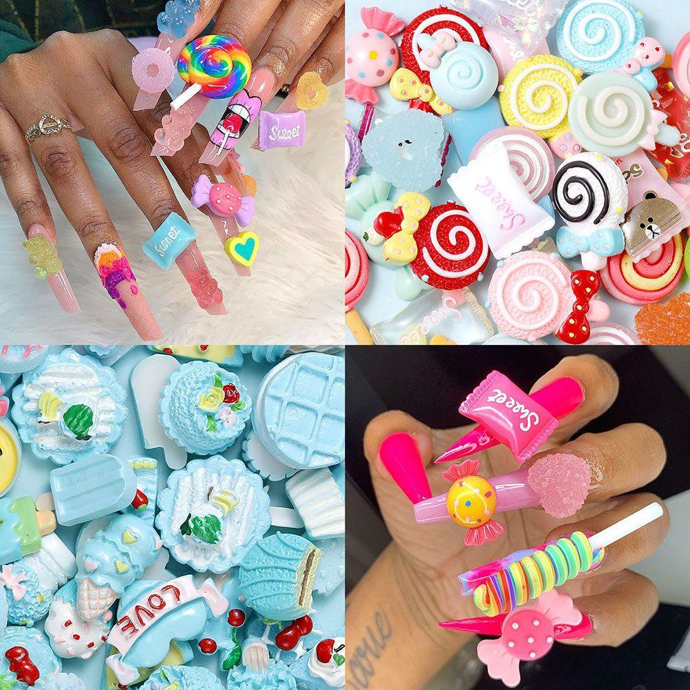 【 ELEGANT 】 Candy Nail Art Perhiasan Resin Gummy Indah DIY Aksesoris Kuku