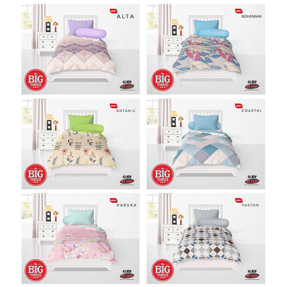 Sprei ALL NEW MY LOVE 120x200 Tinggi 30 Alphabet Aluna Nube Devira Magani Snoopy Never Mute Minnie Zion Cross The Street Nordic Whale Zello Nube Kalia Bellamy Linnea Bear Crane Duck Solava Varen - SINGLE 120 T30 SP