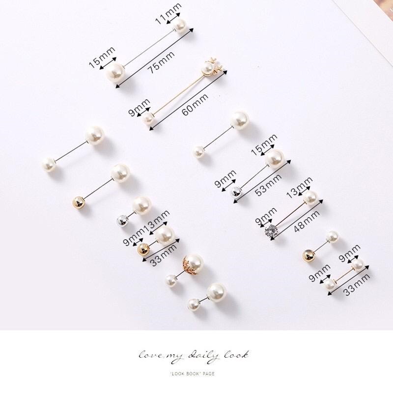 Grosir - F451 Pin Tusuk Mutiara Double Korea / Bros Pearl Pin Brooch / Peniti Jilbab Jarum Pentul