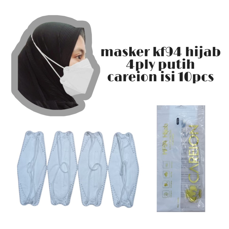 Masker Careion KF94 Hijab 4ply Isi 10pc Masker KF 94 Careion Hijab/Headloop   - KF94 Hijab