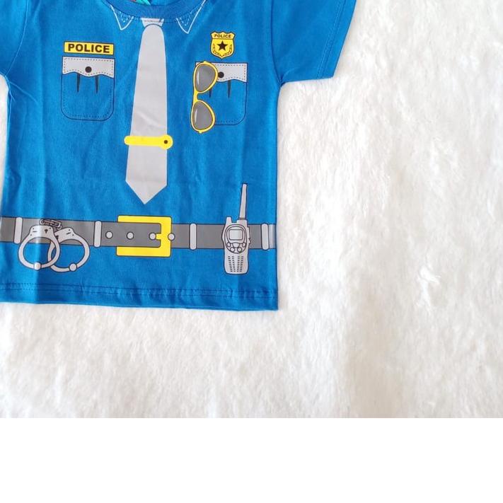 Kaos Baju Profesi Anak Cowok Damkar Dokter Polisi Pilot Atasan Laki Laki Distro 2 - 7 Tahun