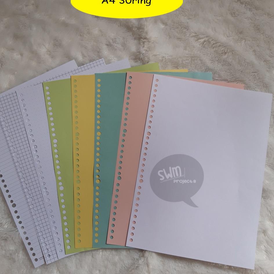 

❉Seller→ JF0E8 A4 30ring - isi binder refill loose leaf kertas file filler color warna polos bergaris kotak titik Z98 Sale