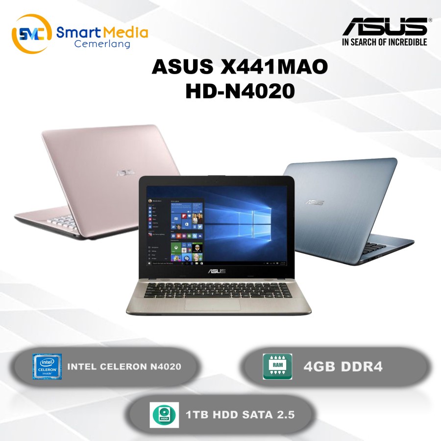 ASUS VIVOBOOK X441MAO - INTEL CELERON N4020 4GB 1TB HDD 14" HD W10