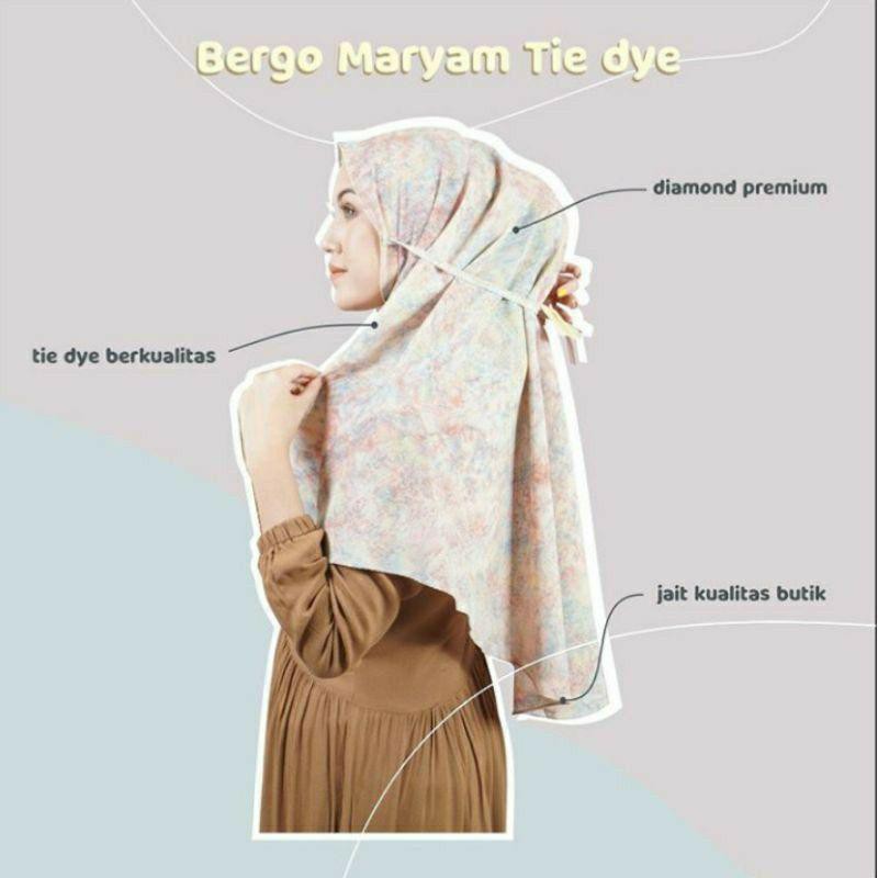 PROMO 10.10 !!! HIJAB BERGO INSTAN MARYAM MOTIF TIE DYE ORIGINAL BAHAN CREPE DIAMOND - SIZE BESAR-4