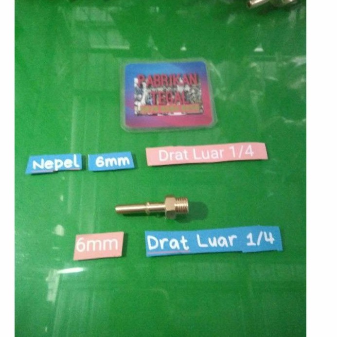 Nepel kuningan Drat 1/4 x 6mm. nepel 1/4*6 mm