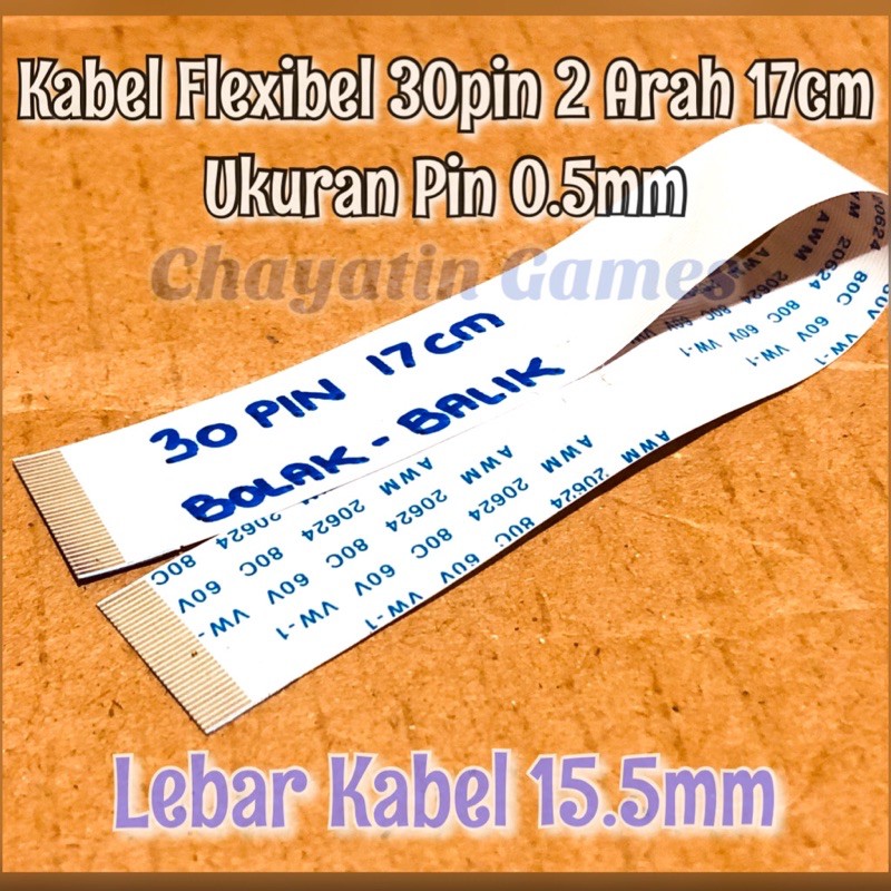 Kabel Flexibel 30 Pin Halus 2 Arah Panjang Varian - Ukuran Pin 0.5mm