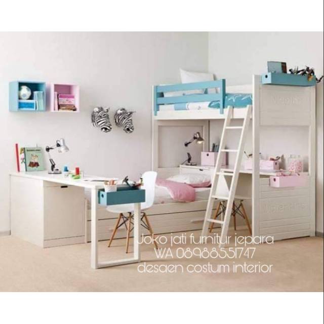 Dipan tingkat +meja belajar anak