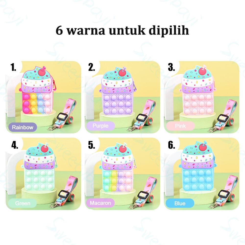 SweetyBayi Tas anak pop it jelly Tas pop it Selempang bag Dompet anak kue Pop it lucu