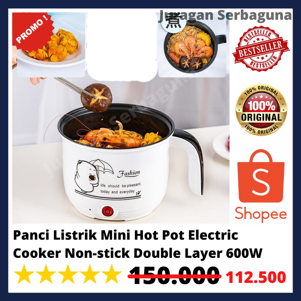 Kennen Panci Listrik Mini Hot Pot Electric Cooker Non-stick Double Layer 600W - LZH-18D - White