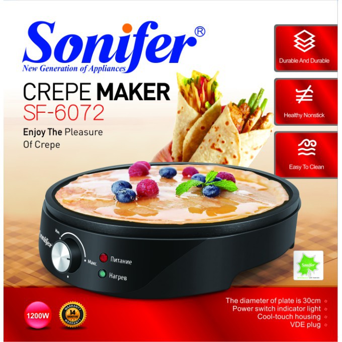 SONIFER Crepe Maker / Pizza Maker / Pancake Maker Elektrik