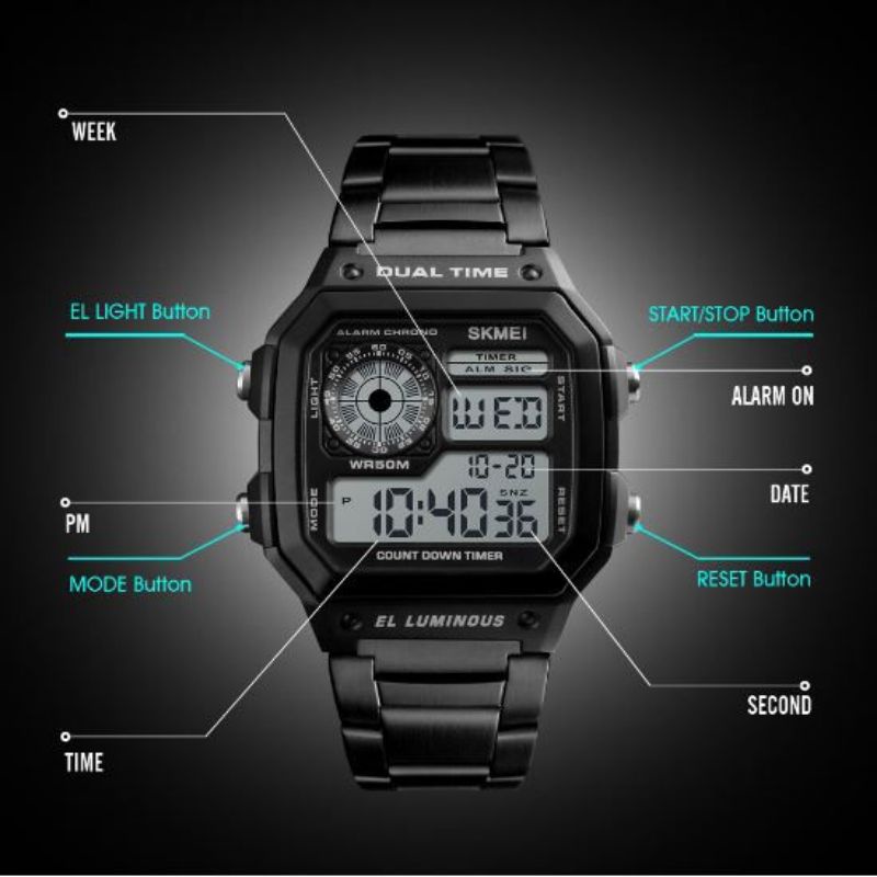 JAM TANGAN RANTAI COWOK DIGITAL SKMEI 1335 ORIGINAL WATERPROOF 50 ATM/JAM TANGAN SKMEI TERLARIS/ Jam Tangan Pria RANTAI SKMEI 1335 / Jam Tangan Pria Digital New stainless stell/ SKMEI 1335 Jam Tangan Pria Wanita Digital Tali Stainless Anti Air