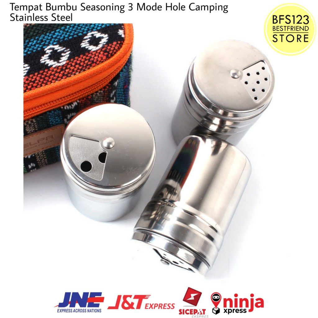 Tempat Bumbu Seasoning 3 Mode Hole Camping Stainless Steel