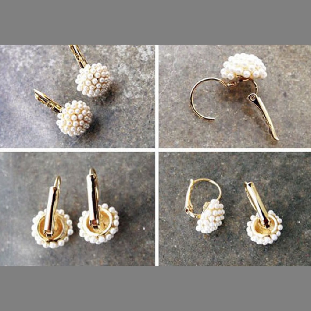 (AdornmentNo1) Anting Tusuk Gantung Lapis Emas Hias Mutiara Imitasi Untuk Wanita