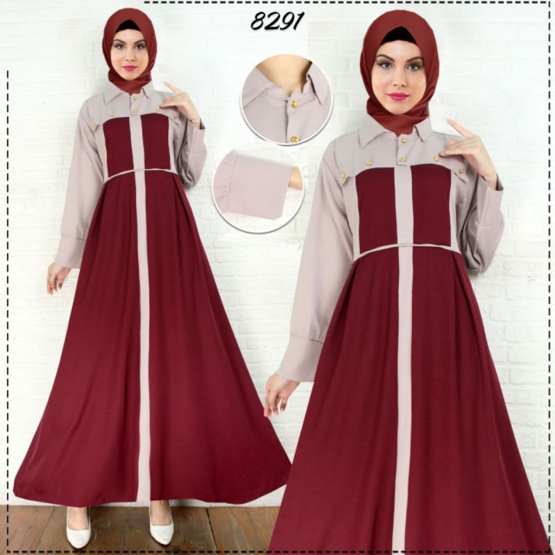 Megaxus88,,gamis mewah polosan kombinasi