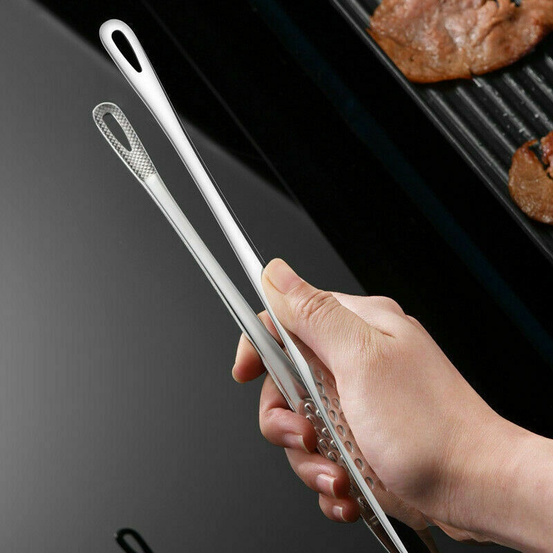 Tongs / Capitan Makanan / Steak / Bbq Gagang Panjang Bahan Stainless Steel Anti Slip