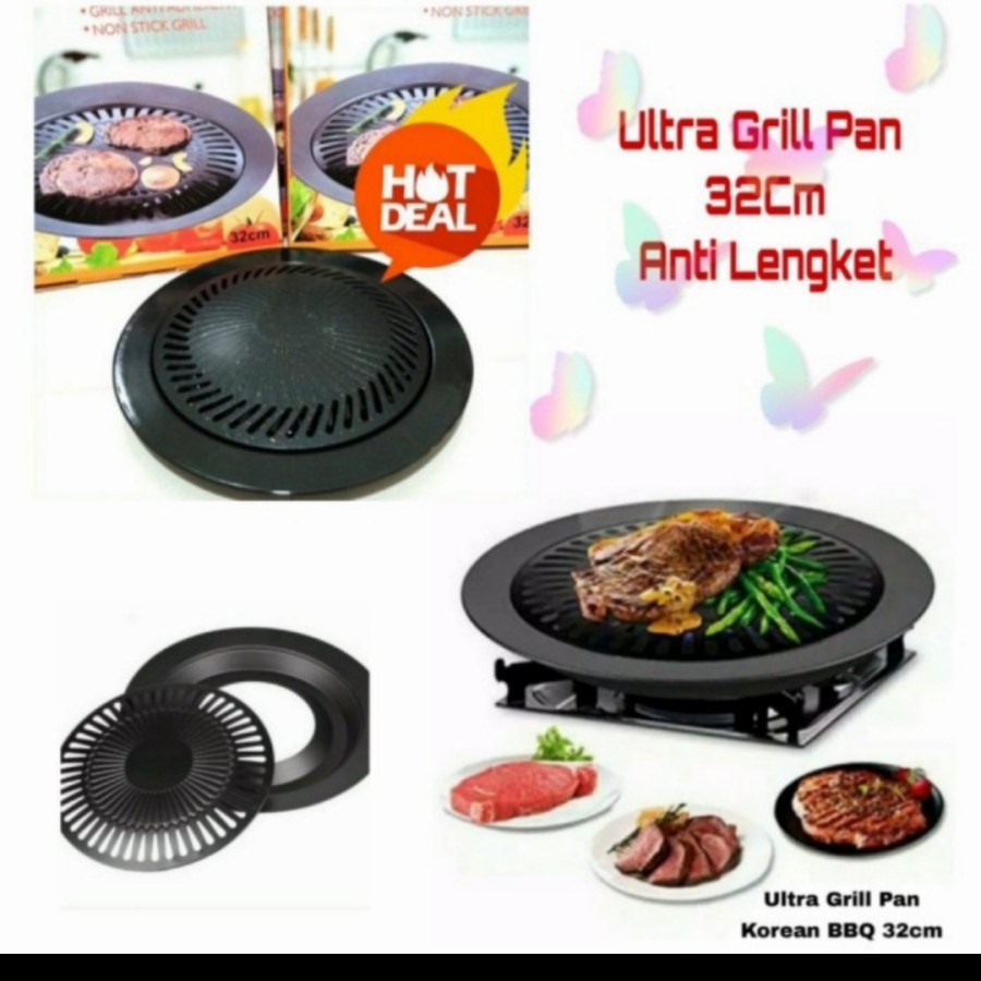 Ultra Grill Pan Korean Bbq Alat Panggang Daging Teflon Wajan Non Maxim Peralatan Dapur Serbaguna Set Shopee Indonesia