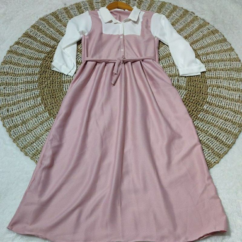 Tereza Dress Ukuran ALLSIZE BAJU GAMIS  DRESS BIG SIZE-Pink