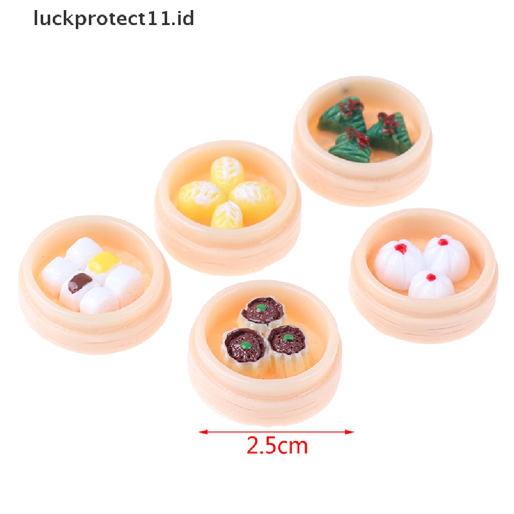 //HG&amp;ID// 5Pcs/set 1:12 Dollhouse Miniatures Chinese Dim Sum Food Kitchen Accessories .