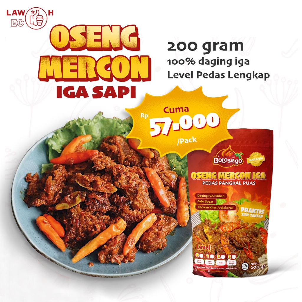 BOLOSEGO Paket Jogja Istimewa (Oseng Mercon Iga + Gudeg Mercon Sambal Tetelan)