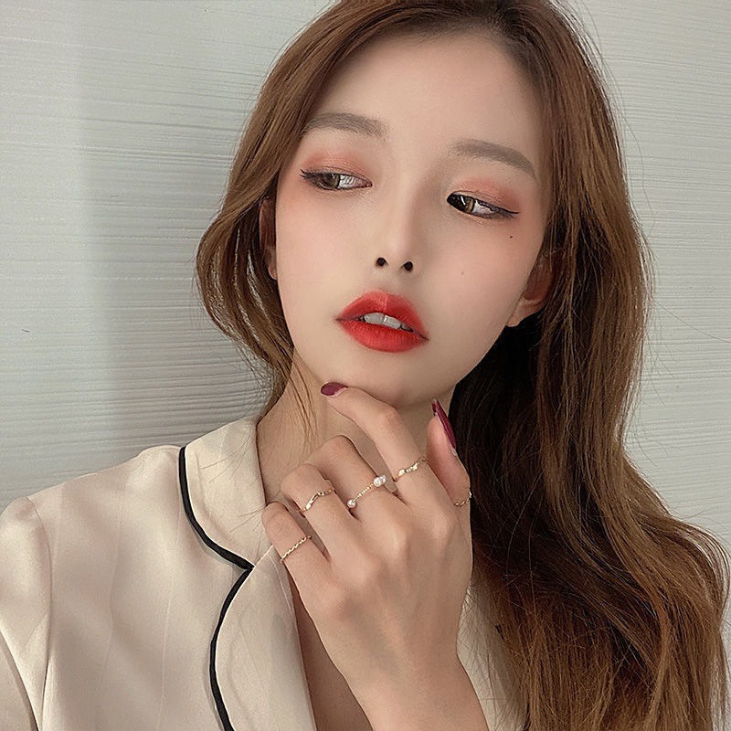 [F4] Cincin NADINE MUTIARA 5 Set Fashion (Set ring) Korean version of simple personality wild geometric pearl ring 5pcs / Set Cincin Gelang Mutiara Gaya Korea Minimalis Elegan