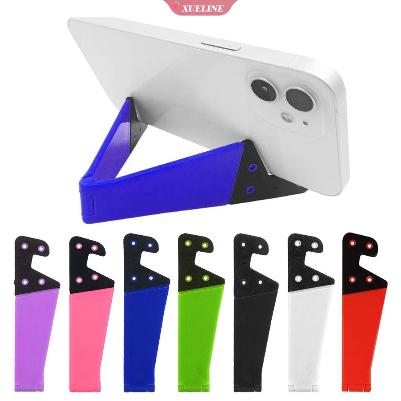 1pc Stand Holder Handphone Universal Bentuk V model Lipat Warna-Warni