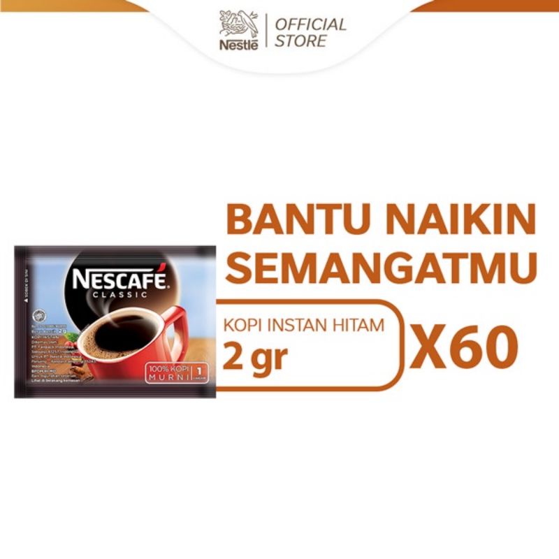 

NESCAFE Classic Kopi Instan Kopi Hitam 2g Sachet 60pcs