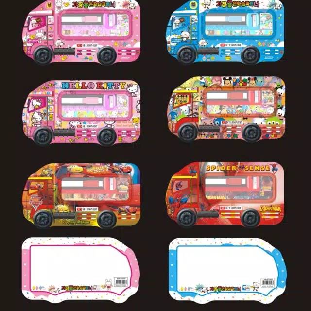 

Pencil Case / Kotak Pensil Kaleng Set Whiteboard Mobil Bus