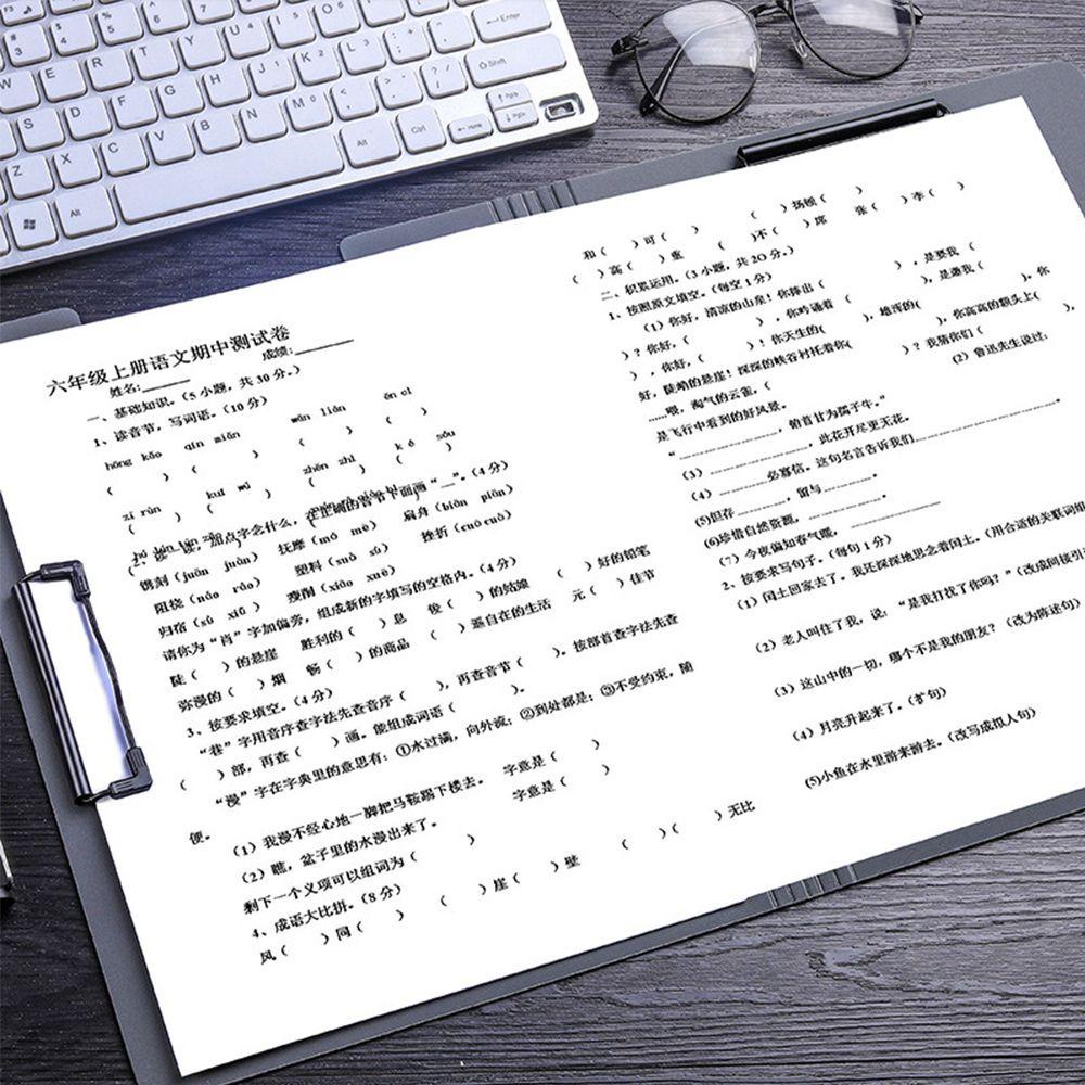 [Elegan] A4 File Folder Vertikal Double Clips Papan Alas Tulisan Memo Clip Board Test Penyimpanan Kertas Tulisan Clipboard