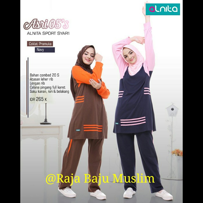 Baju Olahraga Kaos Muslimah Alnita ASRI 05 Coklat Pramuka & Navy