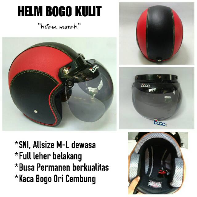 Helm bogo retro coklat/ vespa klasik kulit