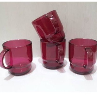 SALE FUCHSIA CLEAR MUG SET // CRYSTAL TUMBLER SET