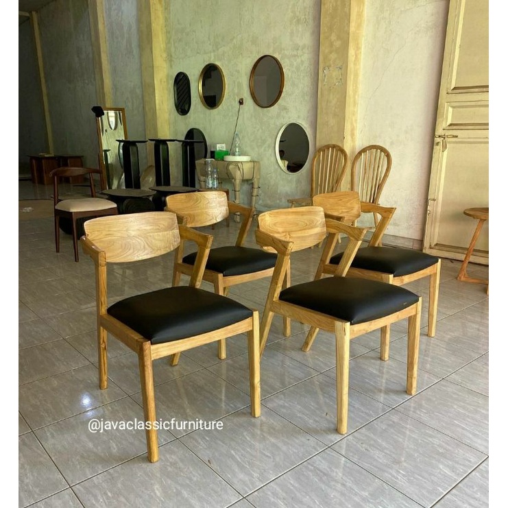 1 SET KURSI MEJA MAKAN HEROSIMA JOK RETRO / KURSI MAKAN CAFE RESTO MINIMALIS BAHAN KAYU JATI UKURAN 90x140cm-2