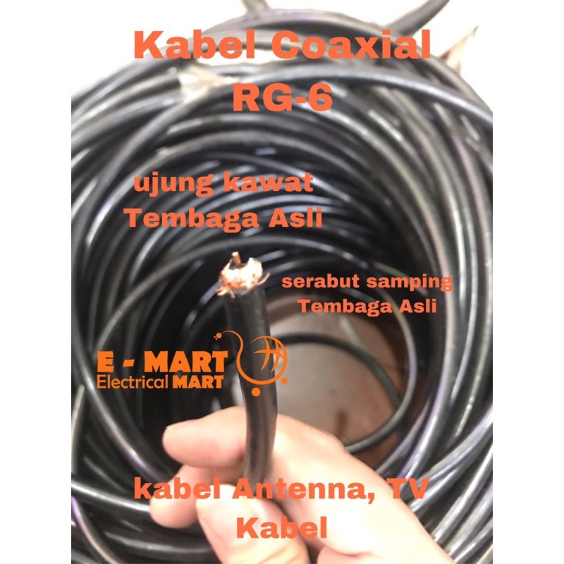 KITANI Kabel antenna TV RG-6 / Kabel Coaxial 5C TV kabel [PER 1Meter]